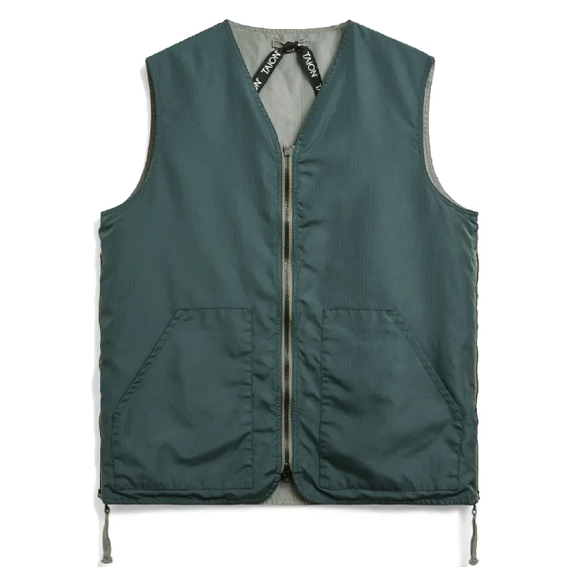 Taion Military Reversible V Neck Vest Dark Sage Green