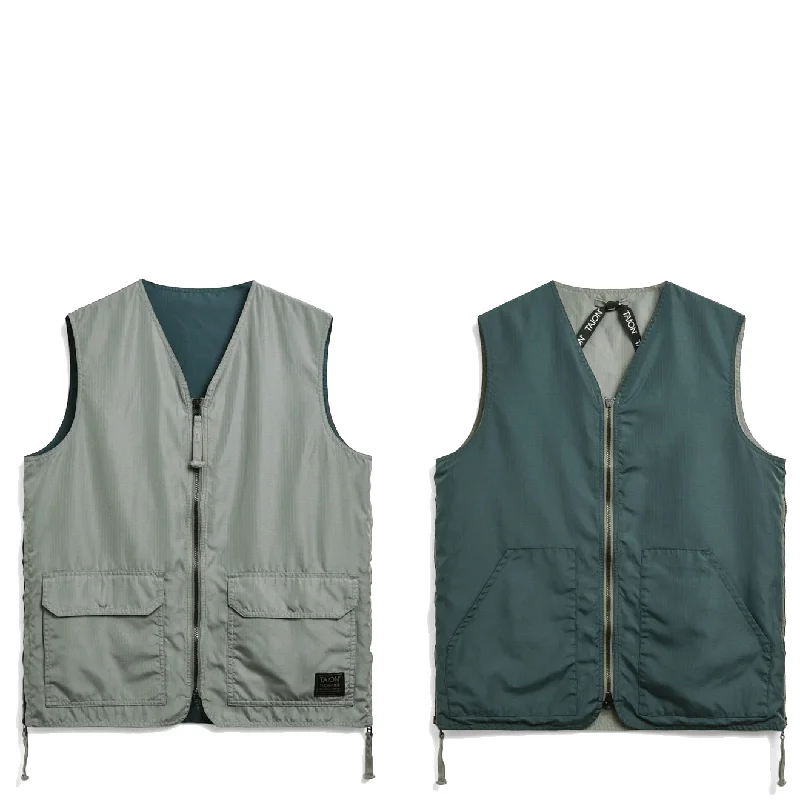 Taion Military Reversible V Neck Vest Dark Sage Green