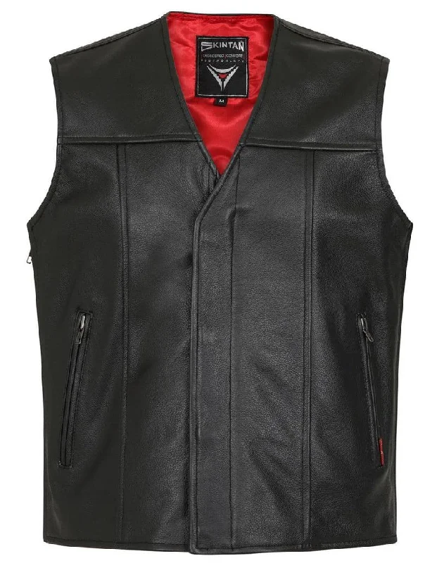 Telford Leather Perforated Panels Biker Vest