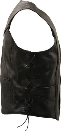 Weaver Lace Sides & Plait Leather Biker Vest