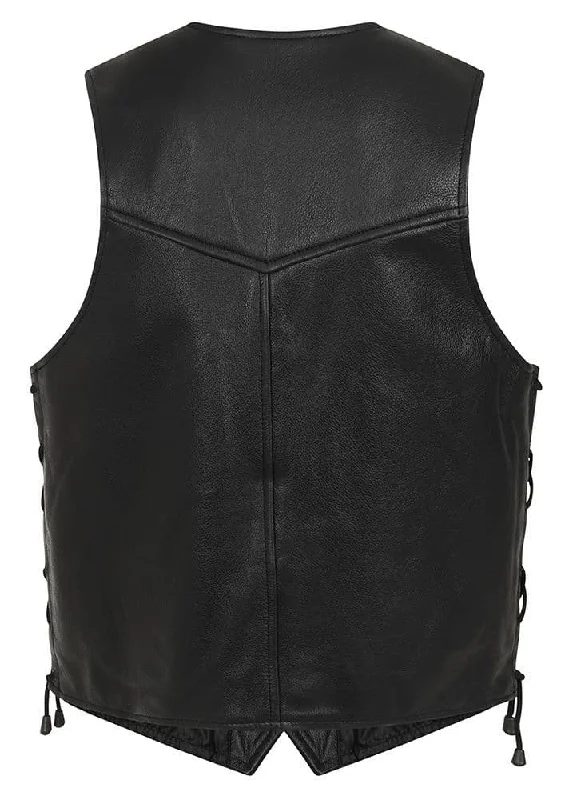 Webb Leather Lace Sided Fish & Hook Fastening Biker Vest