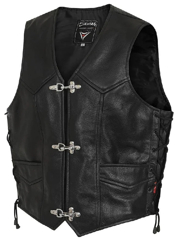 Webb Leather Lace Sided Fish & Hook Fastening Biker Vest