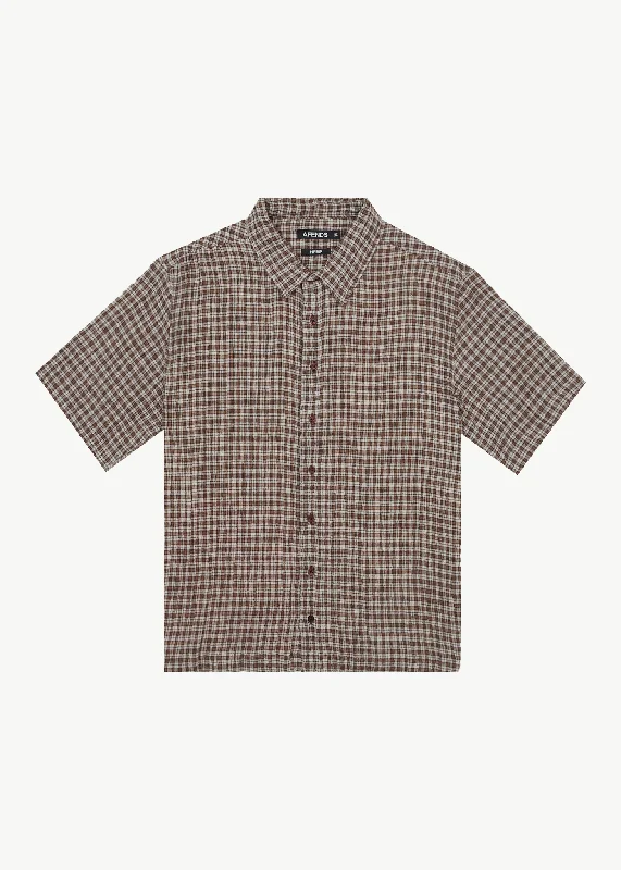 AFENDS Mens Base - Short Sleeve Shirt - Coffee Check