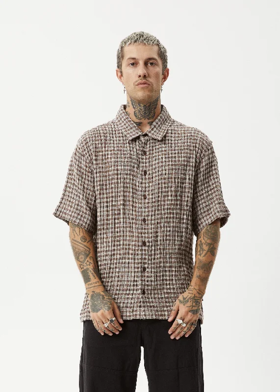 AFENDS Mens Base - Short Sleeve Shirt - Coffee Check