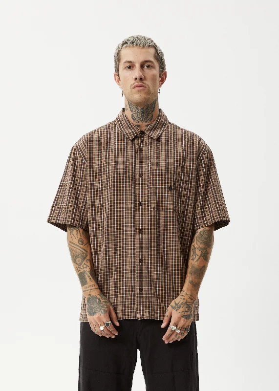 AFENDS Mens Hometown - Short Sleeve Shirt - Coffee