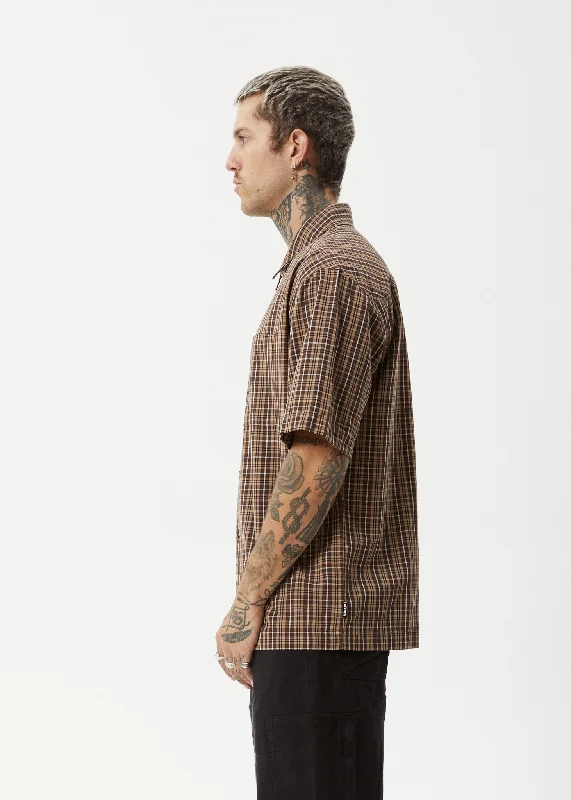 AFENDS Mens Hometown - Short Sleeve Shirt - Coffee