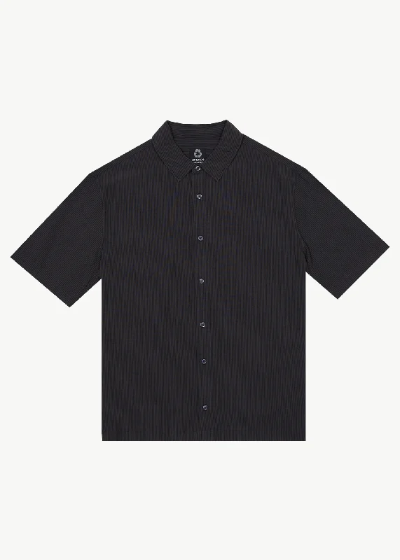 AFENDS Mens Intergalactic - Short Sleeve Shirt - Black Stripe