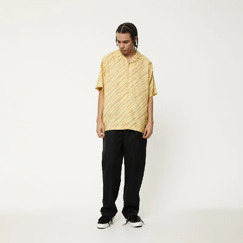 AFENDS Mens Atmosphere - Cuban Short Sleeve Shirt - Butter Stripe