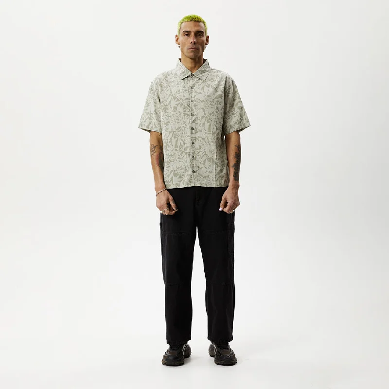 AFENDS Mens Bouquet - Short Sleeve Shirt - Olive Floral