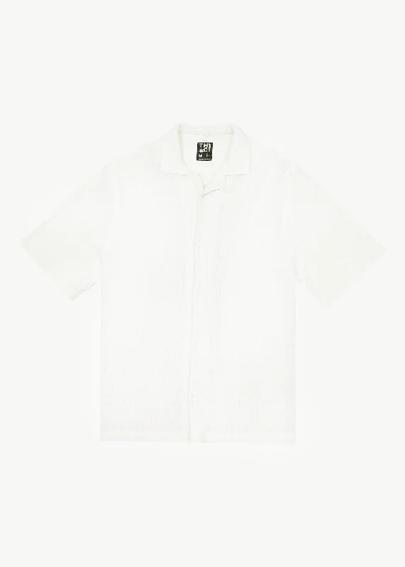 AFENDS Mens Calm - Cuban Short Sleeve Shirt - White