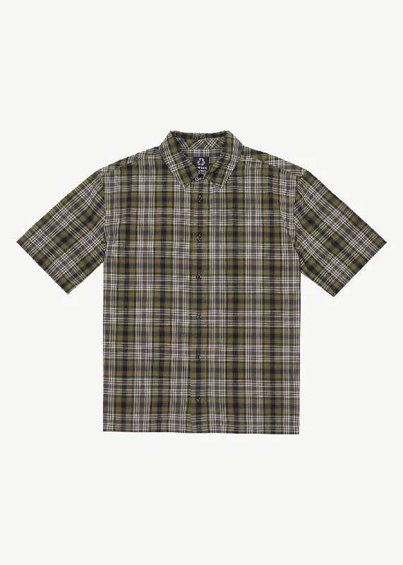 AFENDS Mens Check Out - Short Sleeve Shirt - Military Check