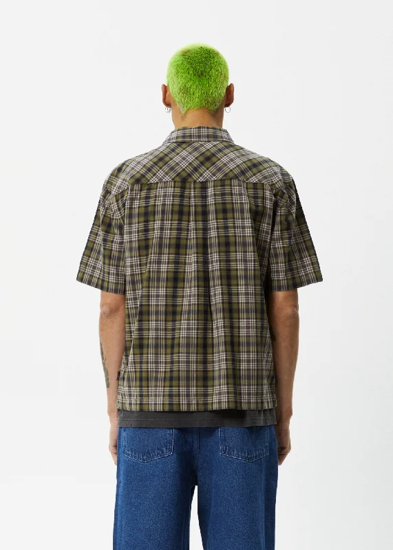 AFENDS Mens Check Out - Short Sleeve Shirt - Military Check