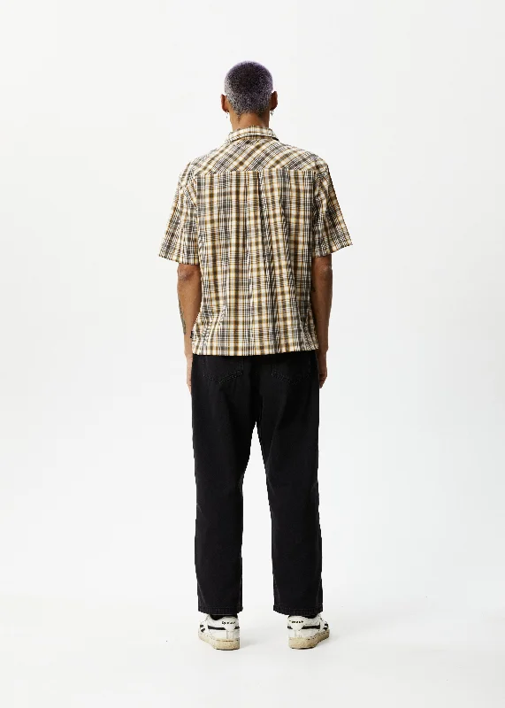 AFENDS Mens Check Out - Short Sleeve Shirt - Moonbeam Check