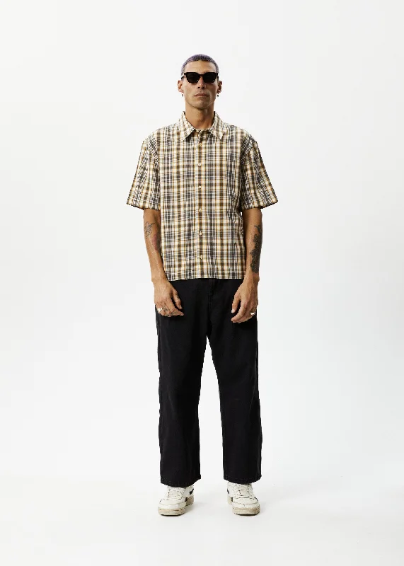 AFENDS Mens Check Out - Short Sleeve Shirt - Moonbeam Check