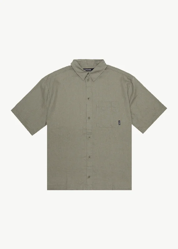 AFENDS Mens Everyday - Short Sleeve Shirt - Olive