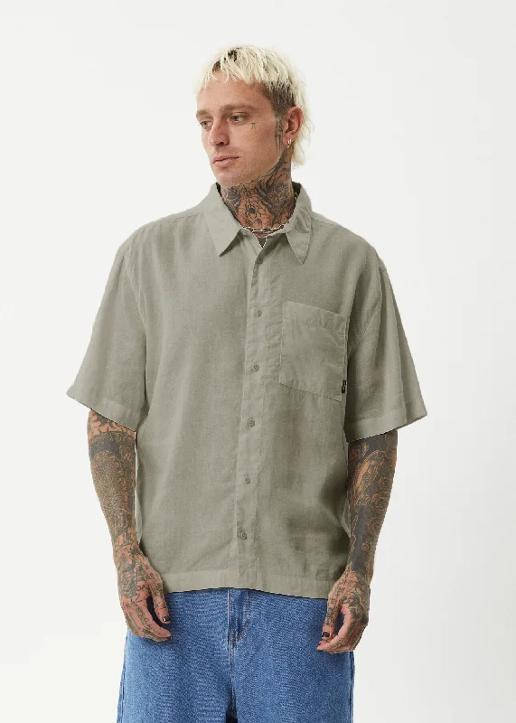 AFENDS Mens Everyday - Short Sleeve Shirt - Olive