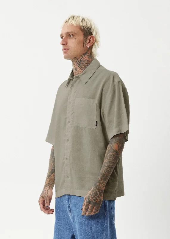 AFENDS Mens Everyday - Short Sleeve Shirt - Olive