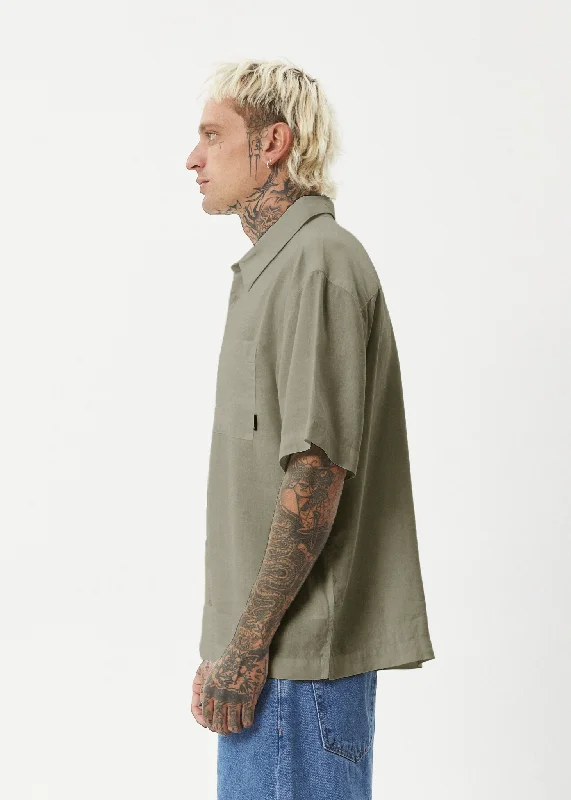 AFENDS Mens Everyday - Short Sleeve Shirt - Olive