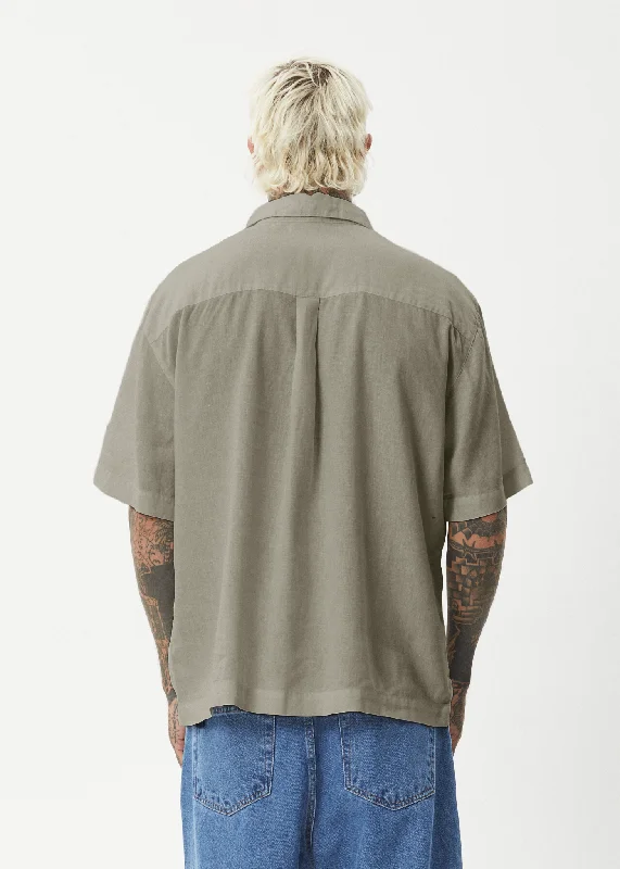 AFENDS Mens Everyday - Short Sleeve Shirt - Olive