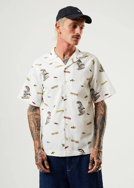 AFENDS Mens Fendsa - Cuban Short Sleeve Shirt - White