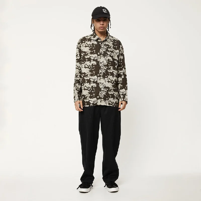 AFENDS Mens Jungle - Long Sleeve Shirt - Earth Camo