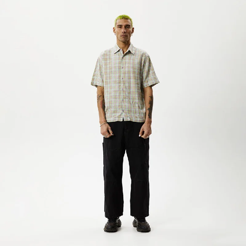 AFENDS Mens Kali - Short Sleeve Shirt - Pistachio Check