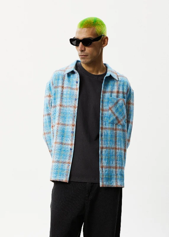 AFENDS Mens Position - Flannel Shirt - Lake Check