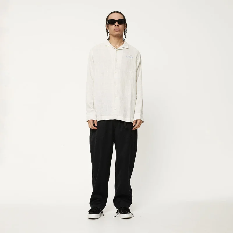 AFENDS Mens Stratosphere - Long Sleeve Shirt - Off White