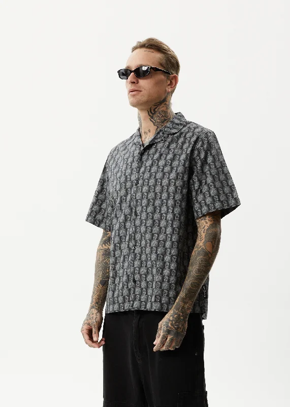 AFENDS Mens Worldstar - Cuban Short Sleeve Shirt - Black