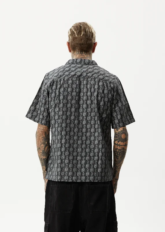 AFENDS Mens Worldstar - Cuban Short Sleeve Shirt - Black