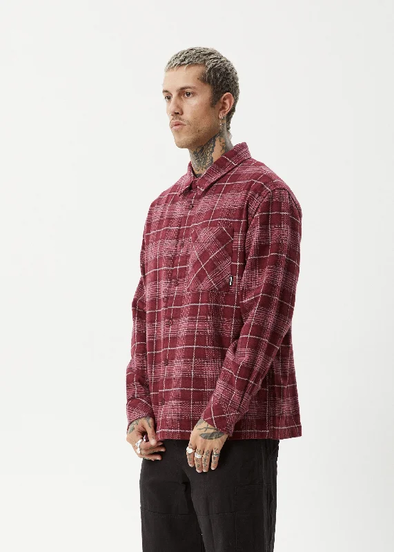 AFENDS Mens Questions - Flannel Shirt - Port