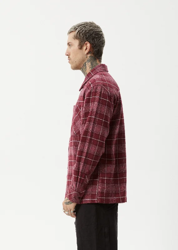 AFENDS Mens Questions - Flannel Shirt - Port