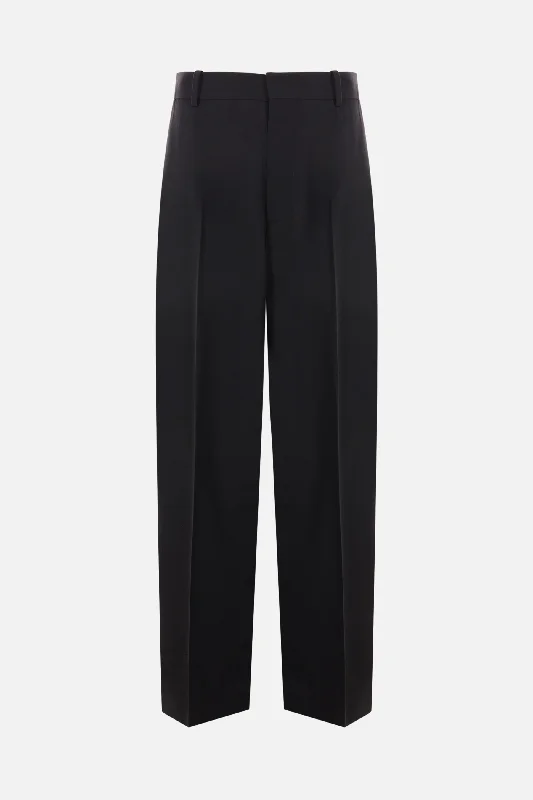 wide-leg wool blend trousers