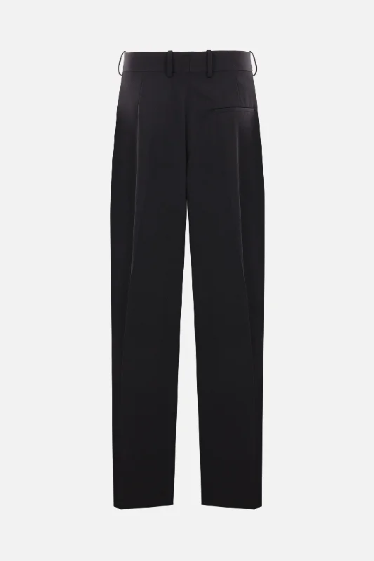 wide-leg wool blend trousers