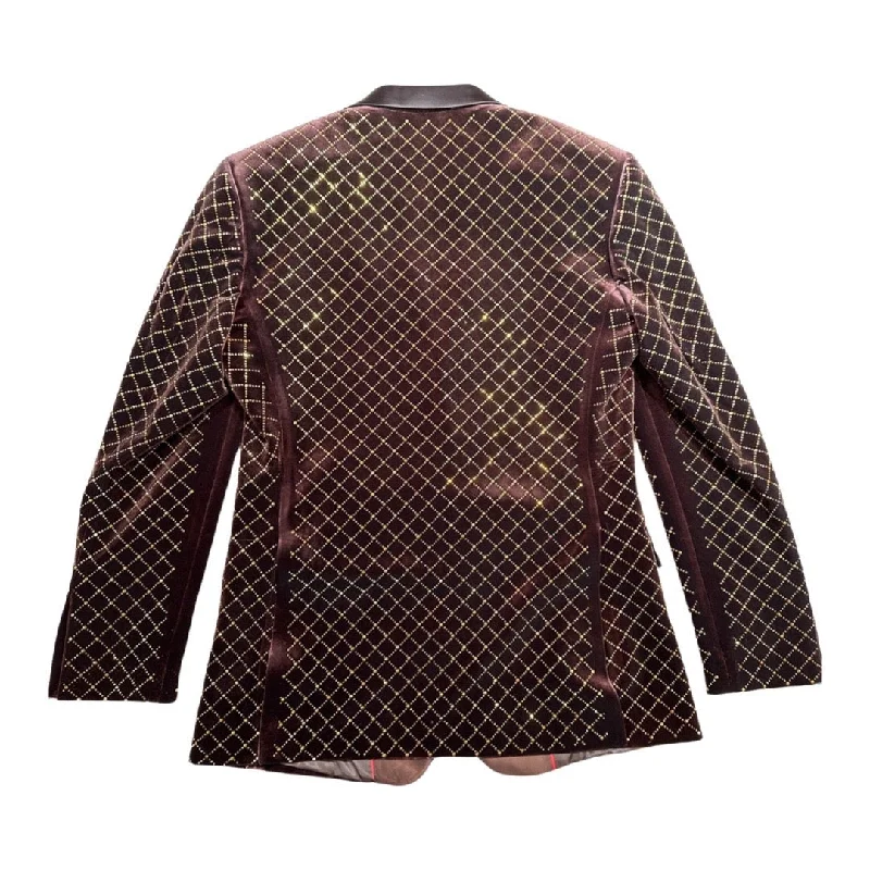 Barabas Gold Studded Chocolate Brown Blazer