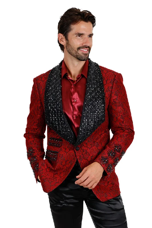 Barabas Elite Red Black STIFF WAY Crystal Blazer