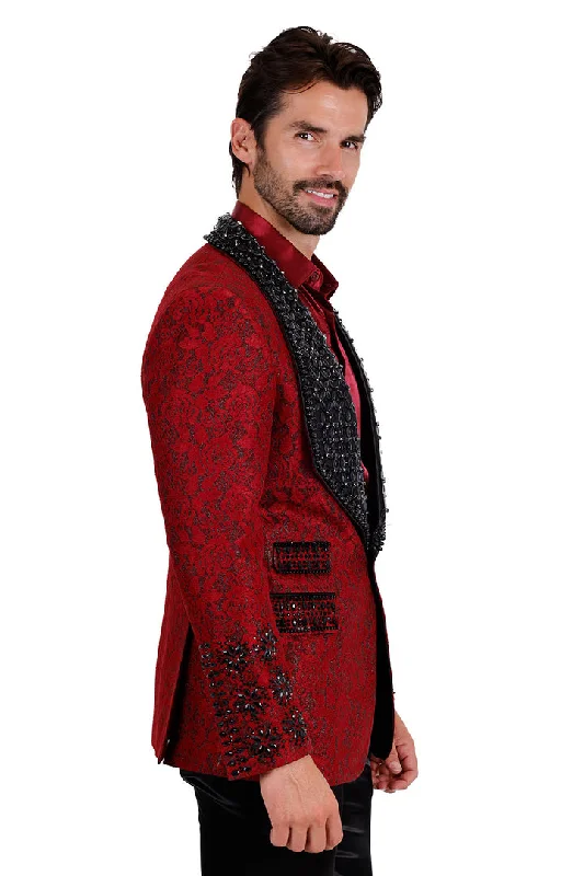 Barabas Elite Red Black STIFF WAY Crystal Blazer