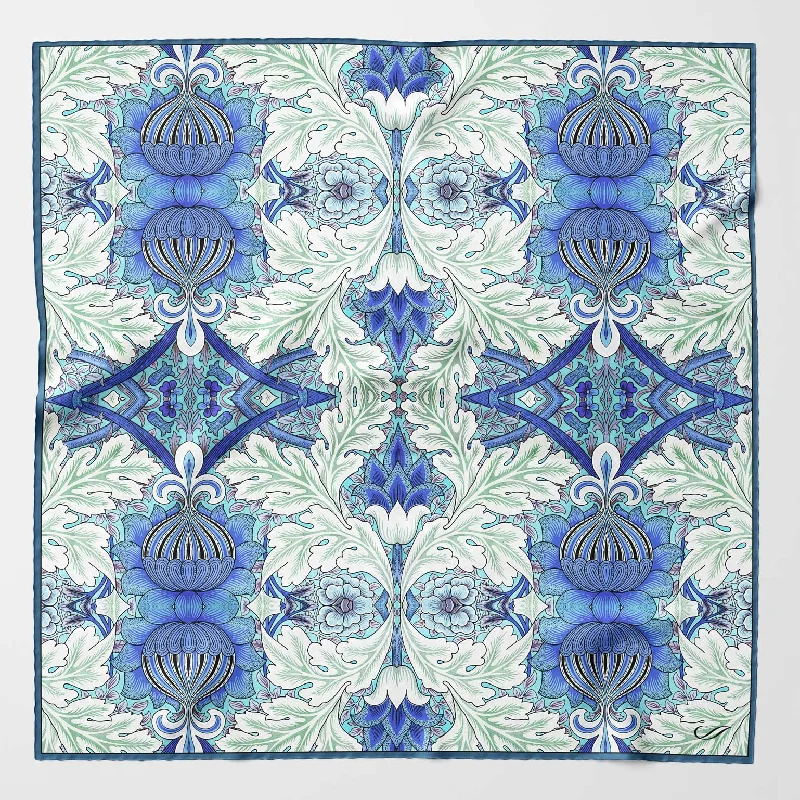 St. James - Hand Rolled Silk Neckerchief - Blue and Mint