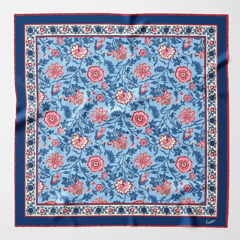 Carrara - Hand Rolled Silk Neckerchief - Blue & Pink