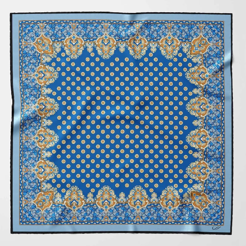 Filippo - Hand Rolled Silk Neckerchief - Azure