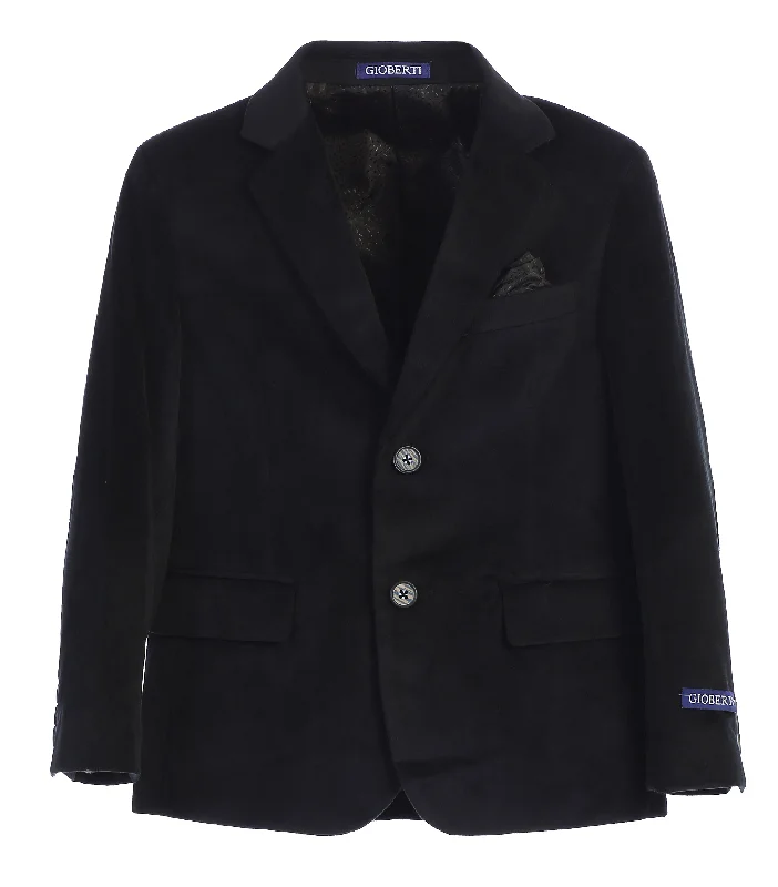 Boy's Formal Velvet Blazer with Designed Buttons