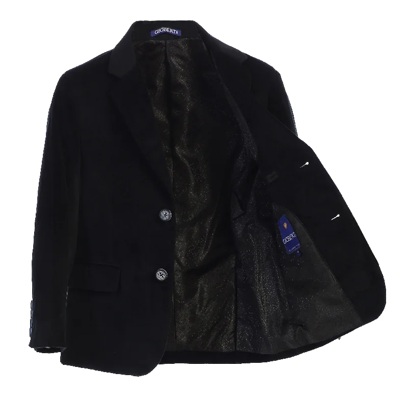 Boy's Formal Velvet Blazer with Designed Buttons