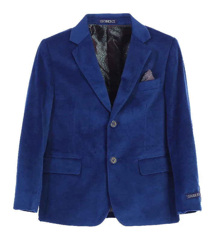 Boy's Formal Velvet Blazer with Designed Buttons