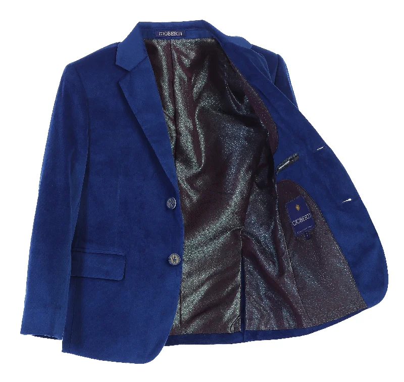 Boy's Formal Velvet Blazer with Designed Buttons