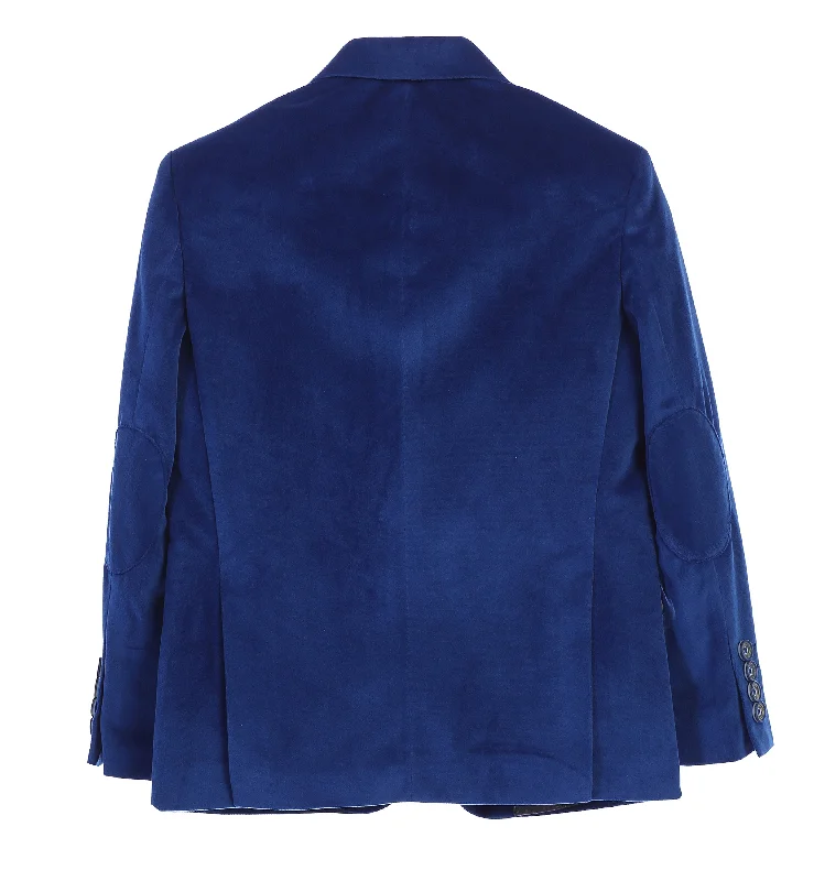 Boy's Formal Velvet Blazer with Designed Buttons