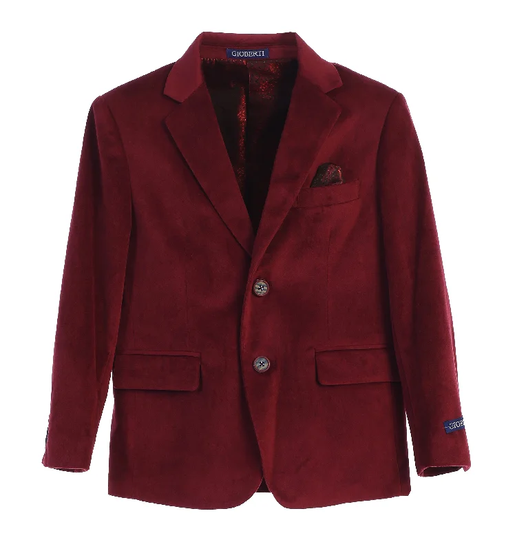 Boy's Formal Velvet Blazer with Designed Buttons