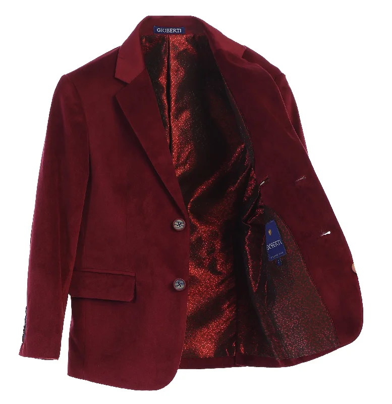 Boy's Formal Velvet Blazer with Designed Buttons