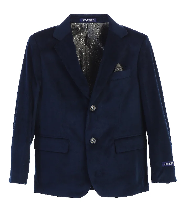 Boy's Formal Velvet Blazer with Designed Buttons