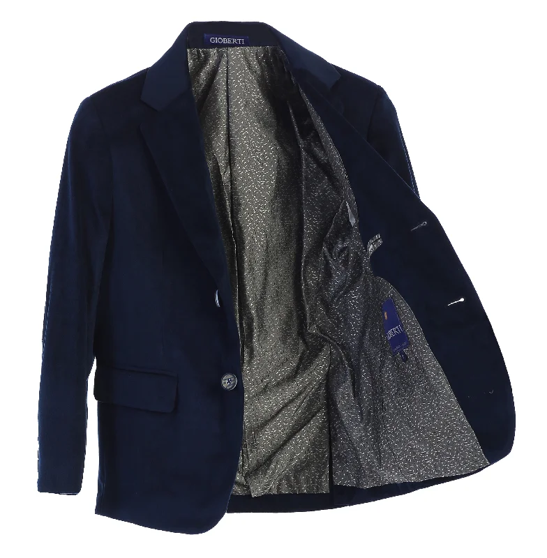 Boy's Formal Velvet Blazer with Designed Buttons