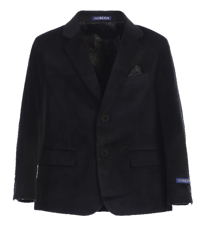 Boy's Formal Velvet Blazer with Uniform Buttons